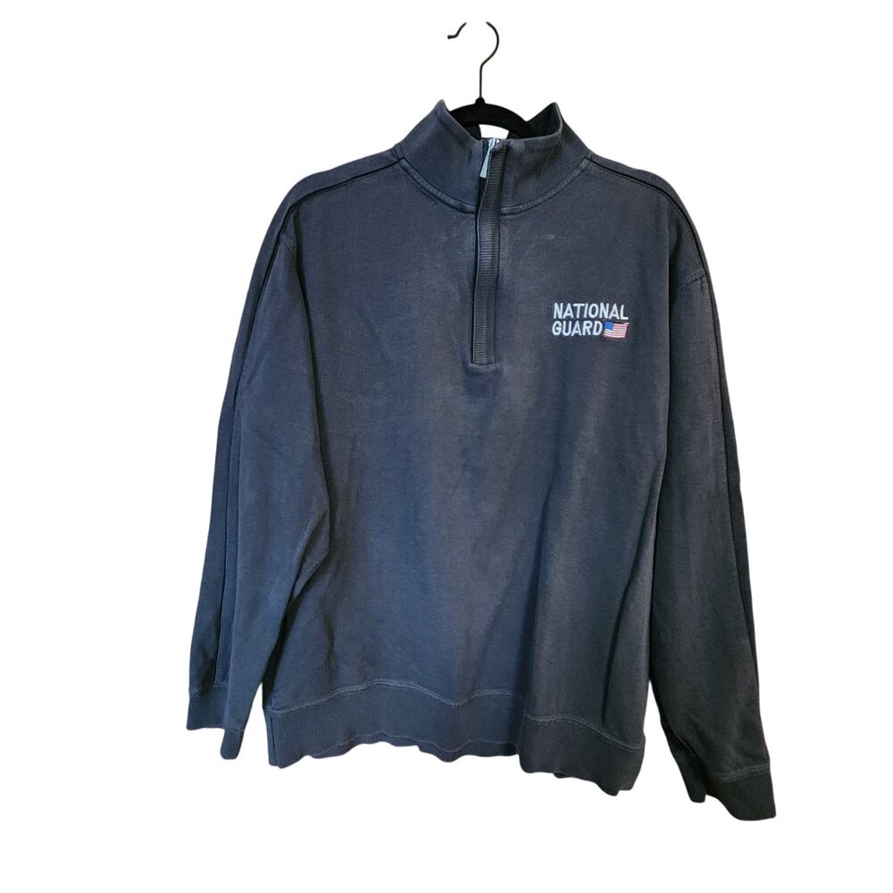 Roundtree & Yorke National Guard Mens 1/4 Zip Pullover Sweatshirt Large Cotton N